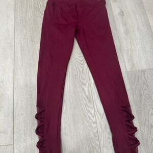 Justice Maroon Kids Leggings with Side Details